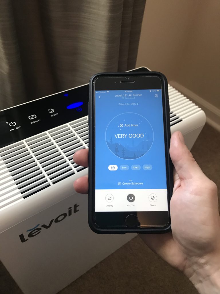Air purifier on a table