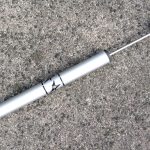 Hand bicycle pump standing upright