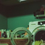 Washing machine in a laundry room