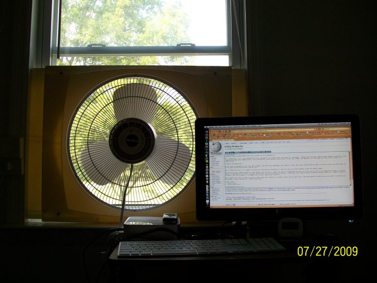 Window fan installed in a window frame