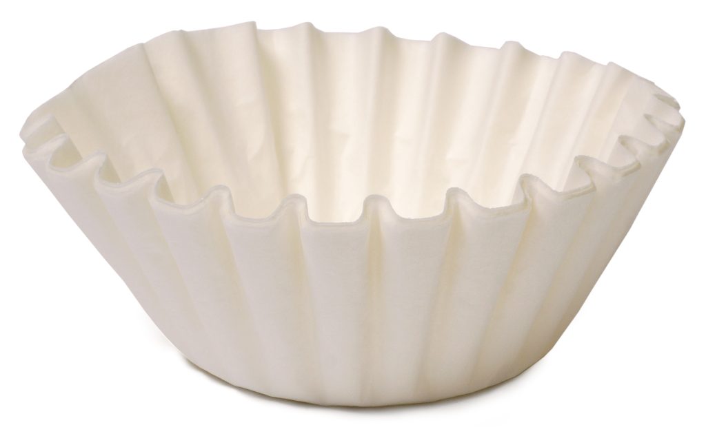 Stack of white cone coffee filters
