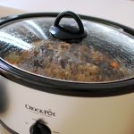 Crock-Pot style slow cooker on a counter